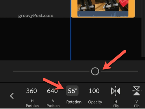 Modifica della rotazione del video in Adobe Premiere Rush