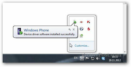 Windows Phone 8 collegato riconosciuto