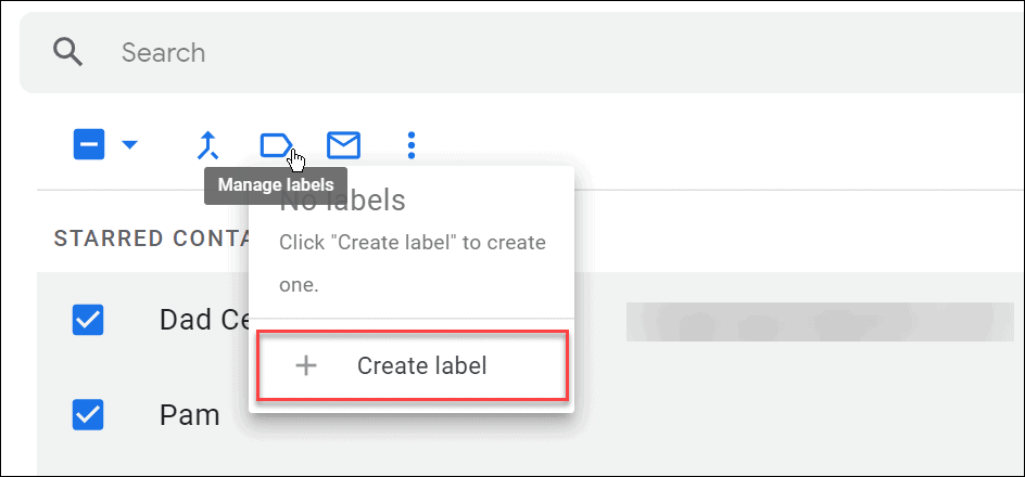  label crea un elenco e-mail di gruppo in Gmail
