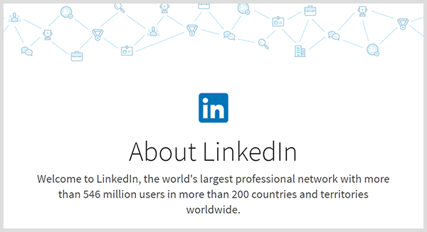 Le statistiche di LinkedIn notano che la piattaforma ha milioni di membri e una portata globale.