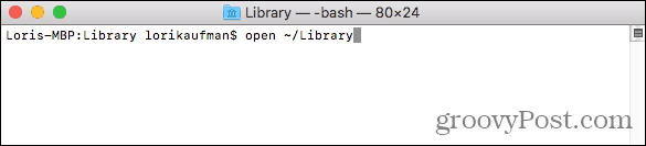 Apri la cartella Libreria in Finder dal Terminale su Mac