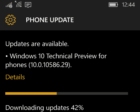 Windows Mobile Nuovo aggiornamento 10586.29 disponibile ora