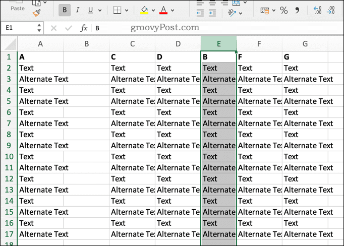 Sovrascrivere una colonna di Excel