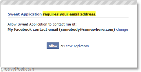 Schermata spam e-mail di Facebook: richiede il tuo indirizzo e-mail