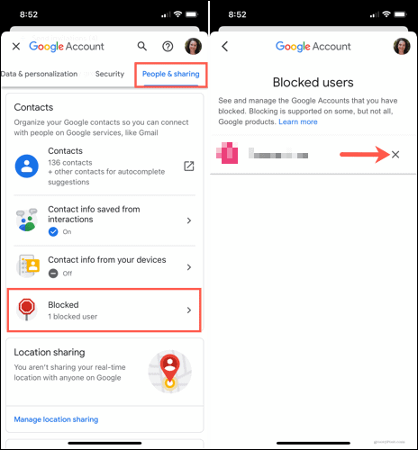 Sblocca un utente in Google Drive sul cellulare
