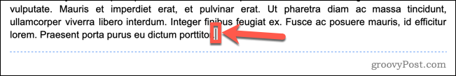 fine del paragrafo google docs