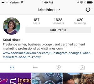 impostazioni del profilo aziendale di Instagram