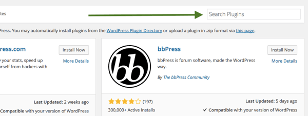 ricerca plugin wordpress