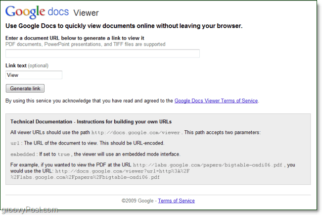 Google Docs Viewer ti consente di visualizzare qualsiasi documento online