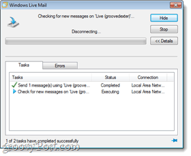 Test di sincronizzazione della posta di Windows Live