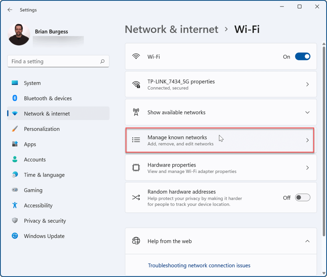Dimentica una rete Wi-Fi su Windows 11