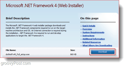 aggiorna il framework microsoft.net