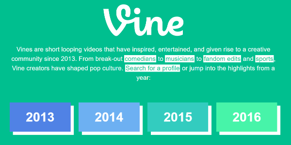Twitter ha lanciato silenziosamente un archivio Vine dal 2013 al 2016 sul sito di Vine.
