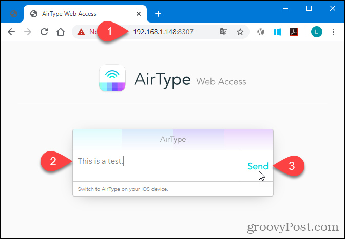 Utilizzando AirType nel browser
