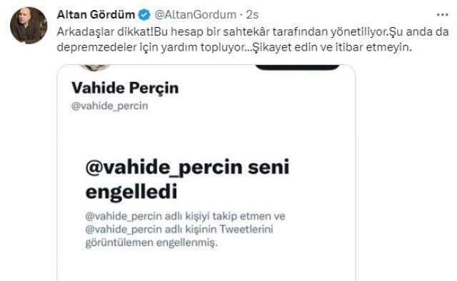 Account falso aperto per conto di Vahide Perçin