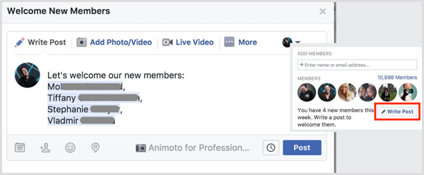Il gruppo Facebook dà il benvenuto a nuovi membri