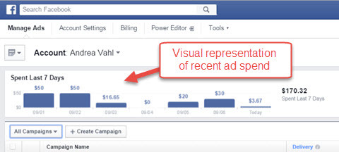 rapporti sulla spesa pubblicitaria di Facebook Ads Manager