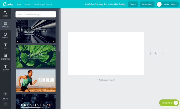 canva scegli layout