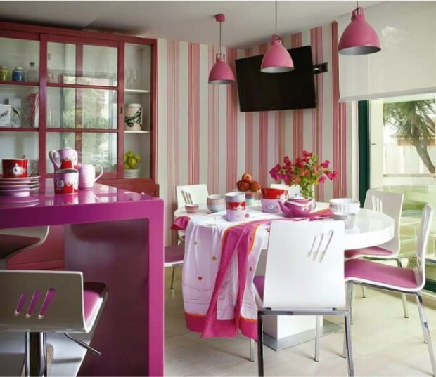 Raccomandazioni moderne sulla decorazione della cucina rosa