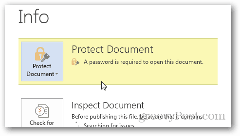 Proteggi con password e crittografa i documenti di Office 2013: conferma la protezione