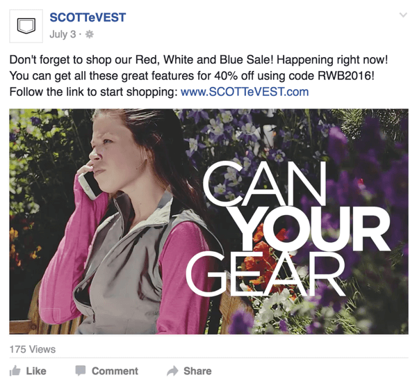 scottevest video annuncio su facebook