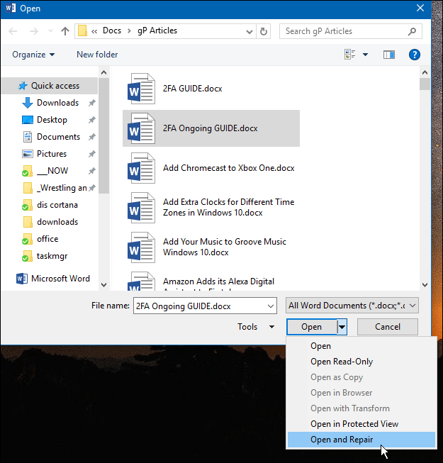 Come riparare manualmente i documenti di Microsoft Office con Office