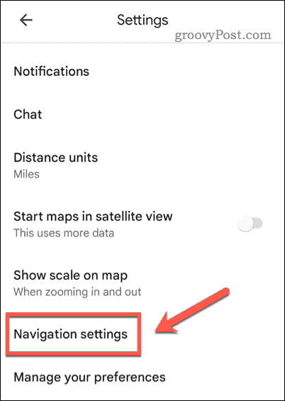 Apri le impostazioni di navigazione di Google Maps