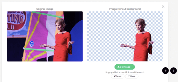 Scarica la tua immagine senza sfondo per la modifica nel tuo software grafico preferito.