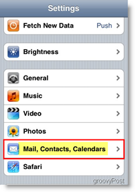 Apple iPhone apre Mail, Contatti e Calendari