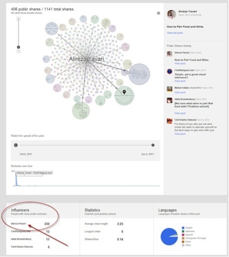dati di influencer su google plus ripples