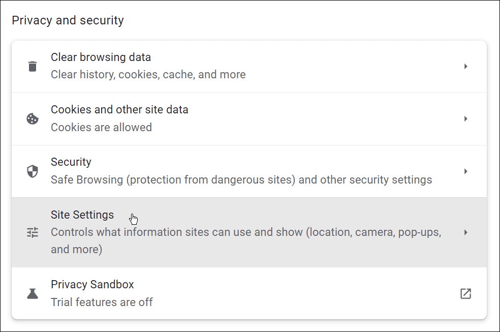 privacy e sicurezza Chrome