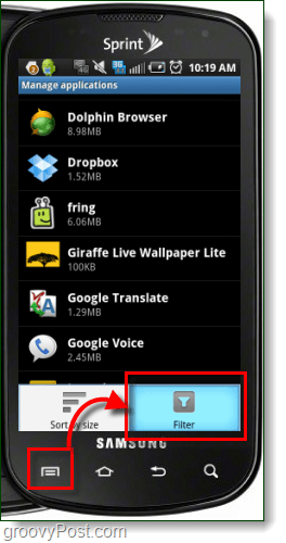 Filtro per gestire le applicazioni Android
