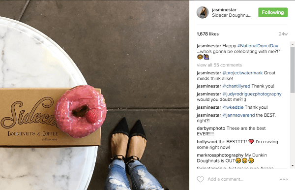 Jasmine Star ha scoperto che i suoi fan adorano quando pubblica ciambelle su Instagram.