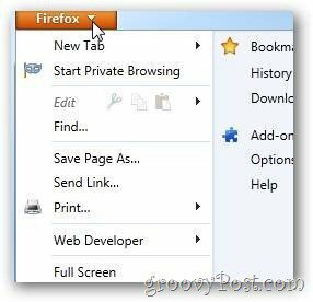 Opzioni di freccia aperta di Firefox