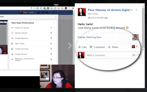Facebook live view commenti sul desktop