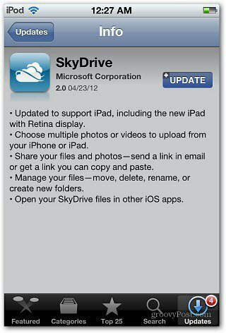 Aggiornamento iOS SkyDrive
