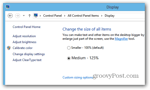 Opzioni di visualizzazione di Surface RT