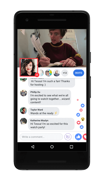 Facebook sta anche lanciando Live Commentating, che consente a un conduttore di Watch Party di andare dal vivo all'interno di un Watch Party, picture-in-picture, per condividere commenti durante la riproduzione dei video.