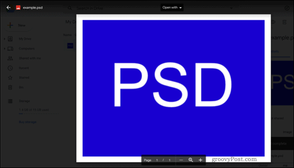 Apertura di un file PSD in Google Drive