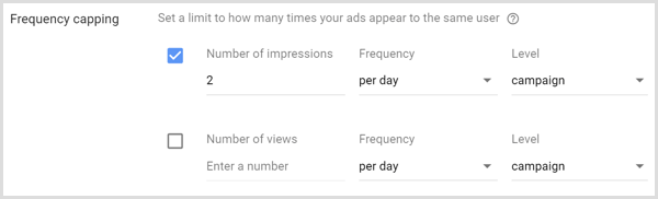 Impostazioni della quota limite per la campagna Google AdWords.