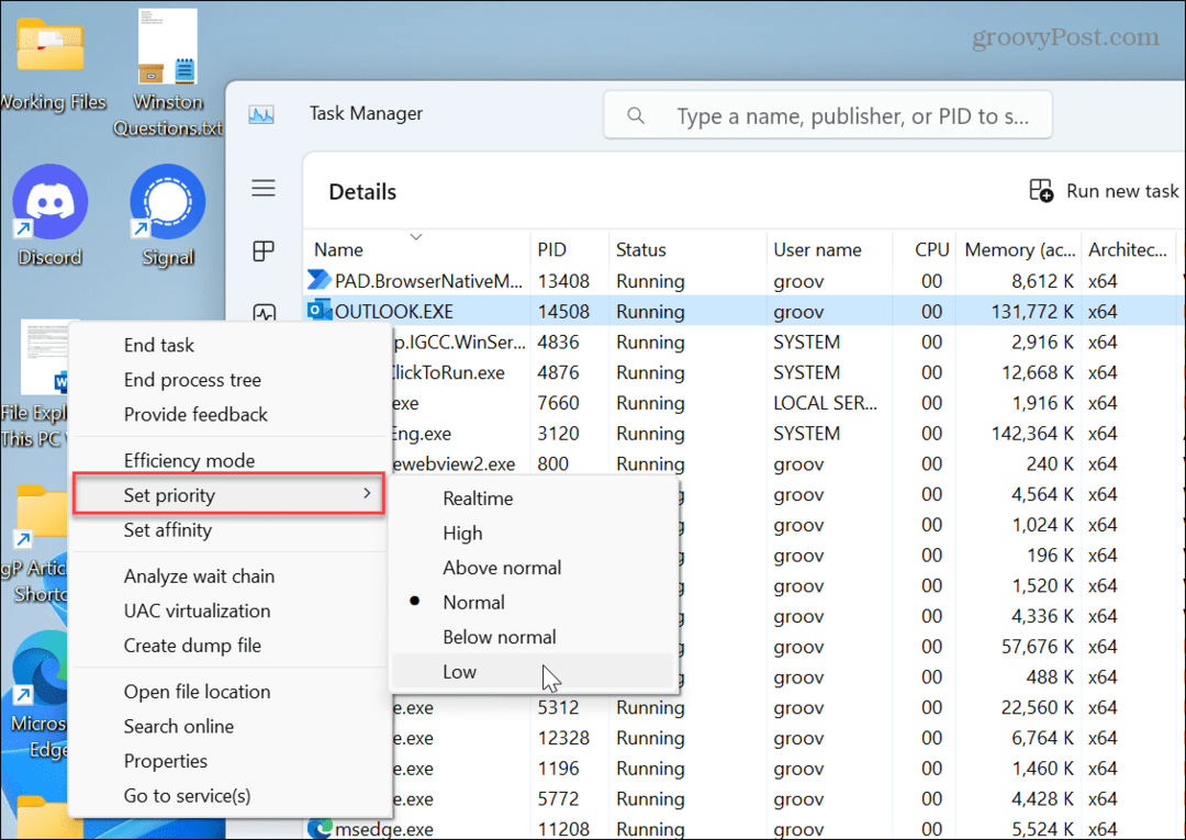 Utilizzo della CPU dell'app su Windows 11