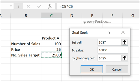 Lo strumento di ricerca degli obiettivi di Excel