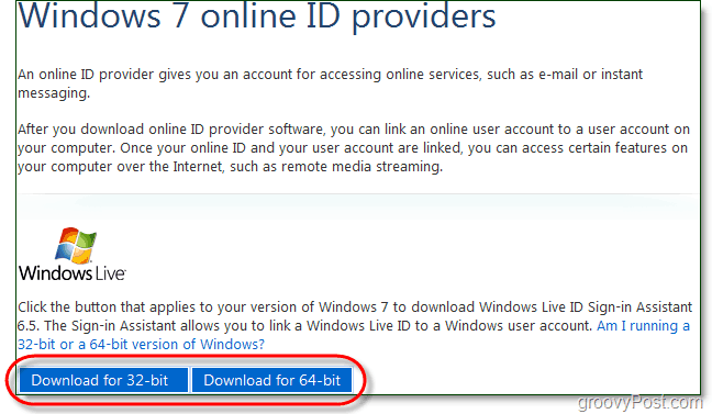 scarica Assistente di accesso all'ID live di Windows 7