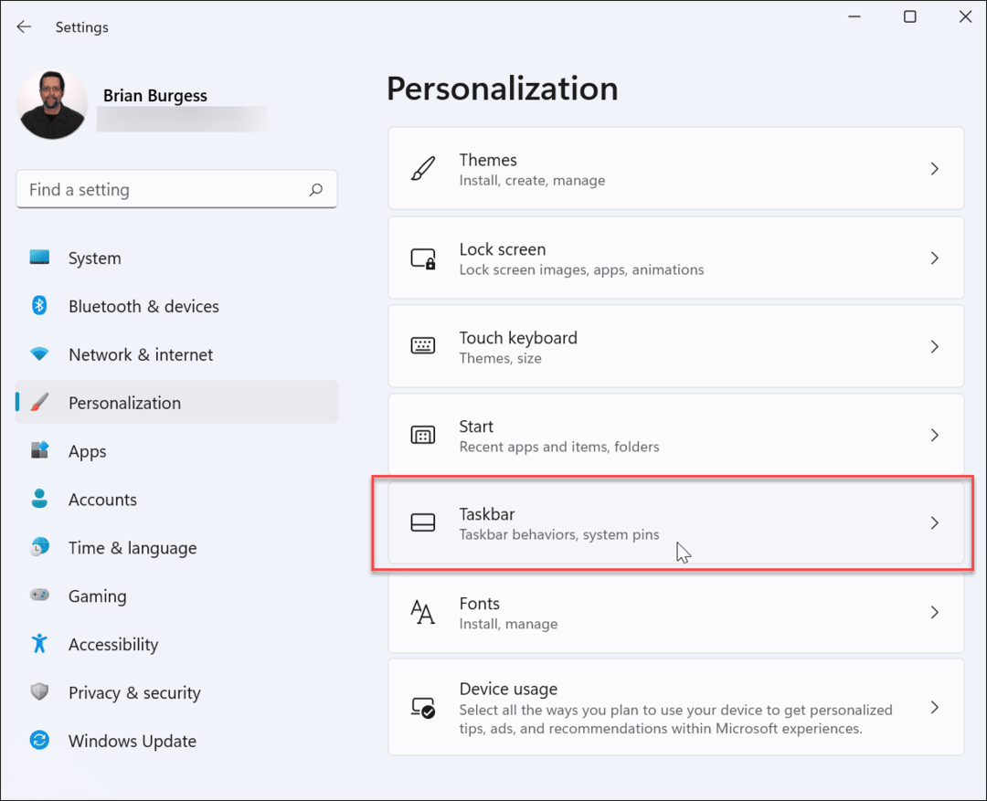 personalizzazione della barra delle applicazioni Impostazioni di Windows 11