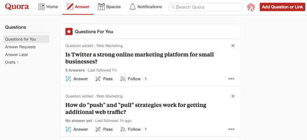 Il marketing su Quora include la risposta alle domande a cui sei più qualificato a rispondere.