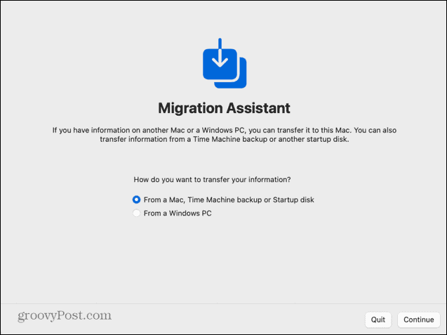 assistente alla migrazione nuovo mac