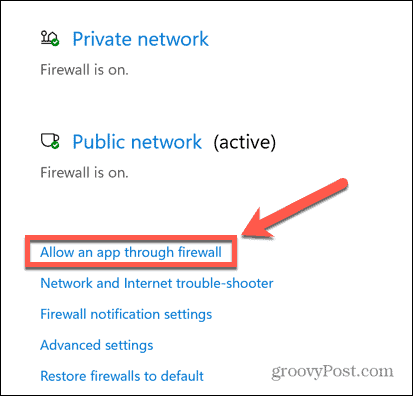 il firewall di Windows consente l'app