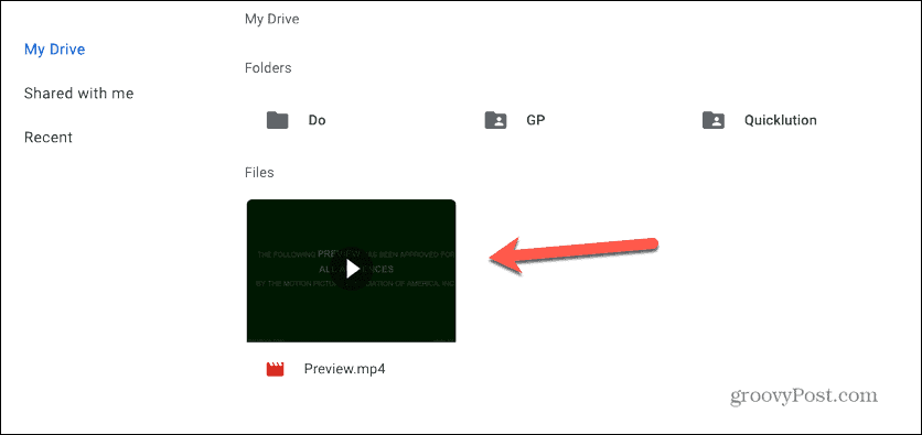 le diapositive di google selezionano il video su google drive