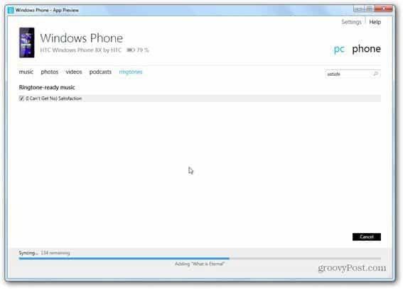 Windows Phone 8 Windows Phone app sincronizza le suonerie dei contenuti