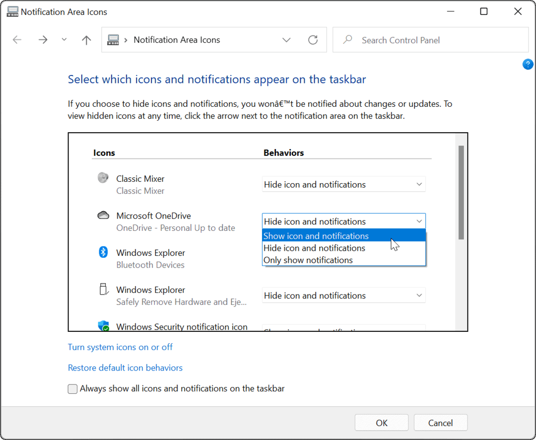 comportamenti dell'icona dell'app Windows 11